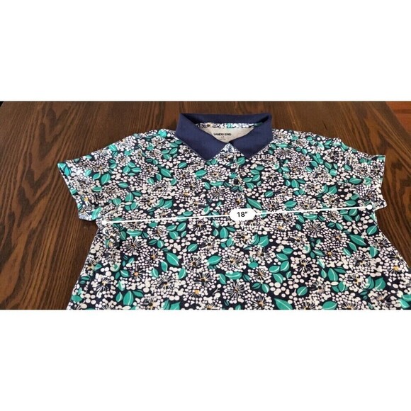 Lands End Women’s LP Dandelion Floral Polo Short Sleeve Shirt 100% Cotton Petite - Picture 7 of 16